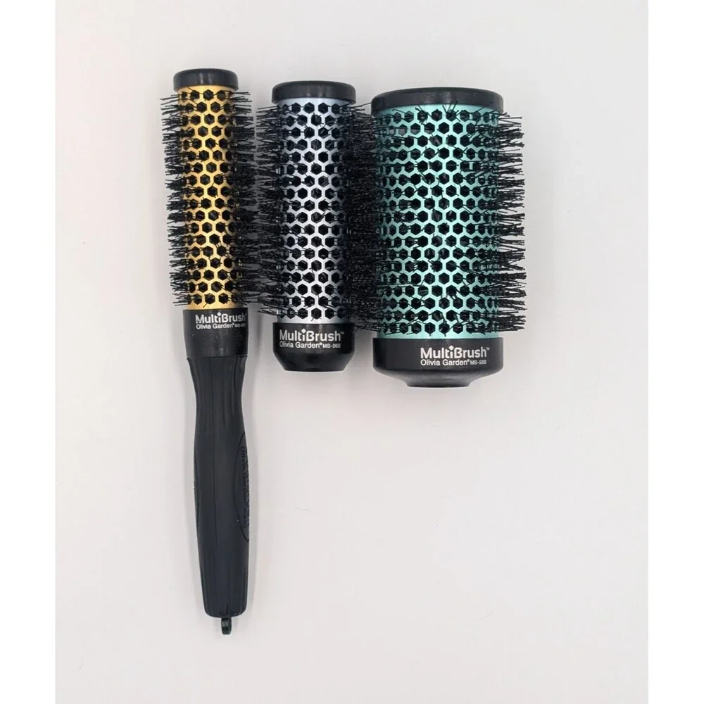 MultiBrush By Olivia Garden Professional Set of 3 Ceramic Round Hair Brushes